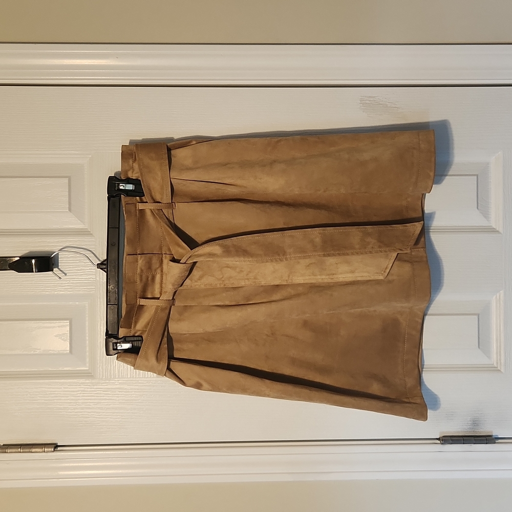 LOFT Suede Pleated Mini Skirt